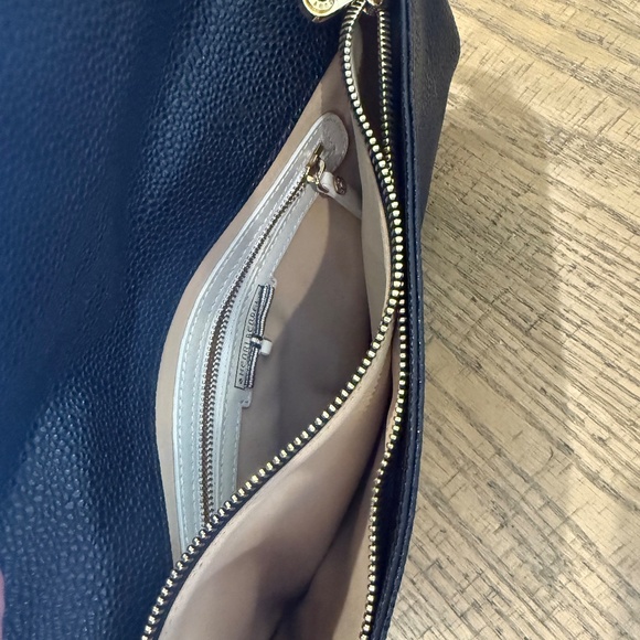 Henri Bendel Leather Clutch Black with Gold Trim and Chain - Picture 5 of 9